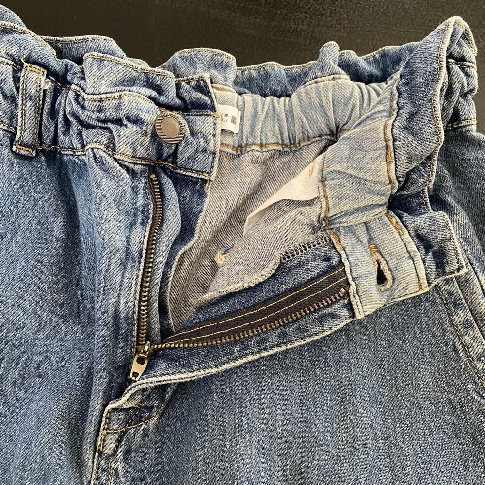 Zara Jeans Women's 8 Baggy Barrel High Waisted Ruffled Paperbag Elastic Waist - Picture 6 of 13